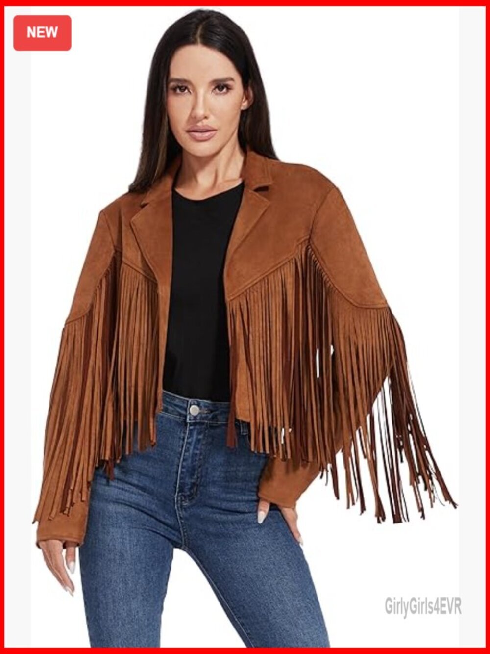 Fringe Leather Jacket Women Cropped Suede Coat Western Cowgirl Outfit